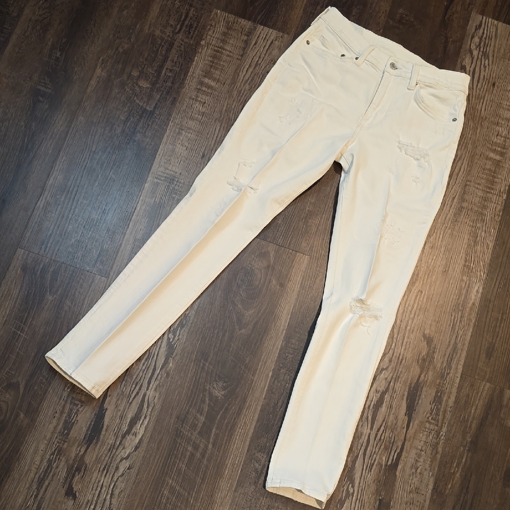 H&M Cream Skinny Fit Jeans, 29/32